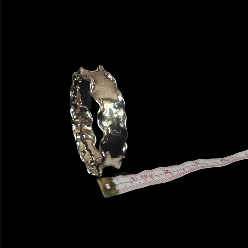 Bat Ami Sterling Silver 925 Organic Wavy Sculptural Bangle Bracelet - Picture 4 of 7